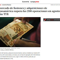 El mercado de fusiones y adquisiciones de Latinoamrica supera las 200 operaciones en agosto, segn TTR